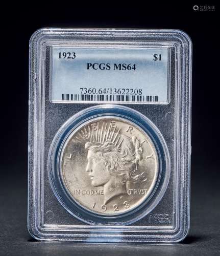 1923年 PCGS-MS64美国和平鸽1元大银币