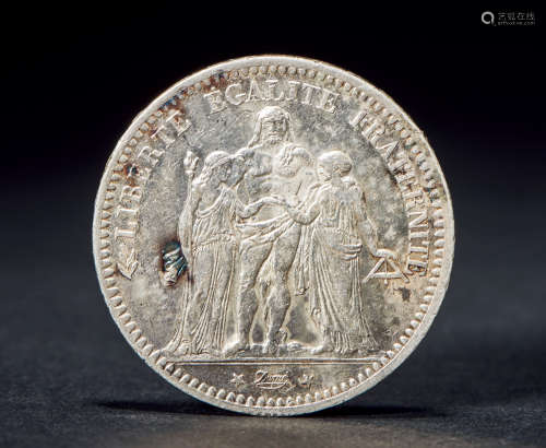 1873年 法国大力神5法郎大银币
