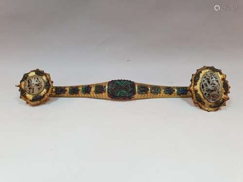 A GEM'S INLAID GOLD RUYI SCEPTER ,QING DYNASTY