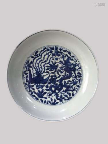 A BLUE AND WHITE DISH ,WANLI PERIOD