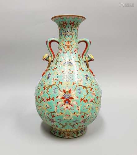 A FAMILLE-ROSE VASE ,QIANLONG PERIOD