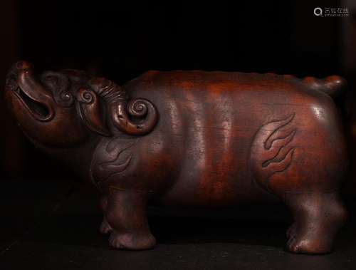 A CARVED BAMBOO MYTHICAL, ,QING DYNASTY