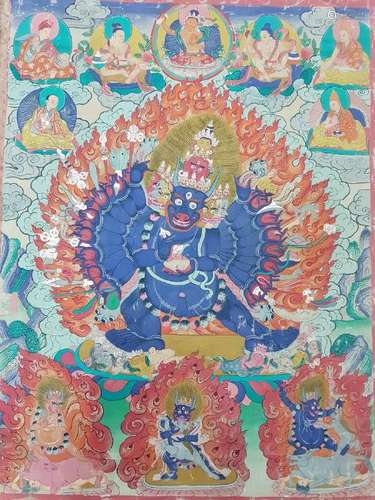 A THANGKA OF YAMANTAKA ,QING DYNASTY