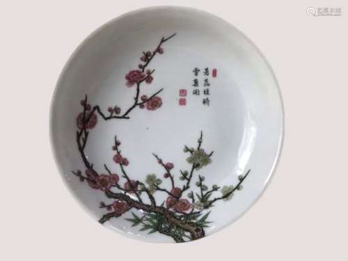 AN ENAMELLED FLOWER DISH ,QING DYNASTY