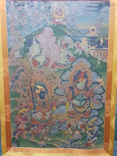 A THANGKA OF VAISRVANA ,QING DYNASTY