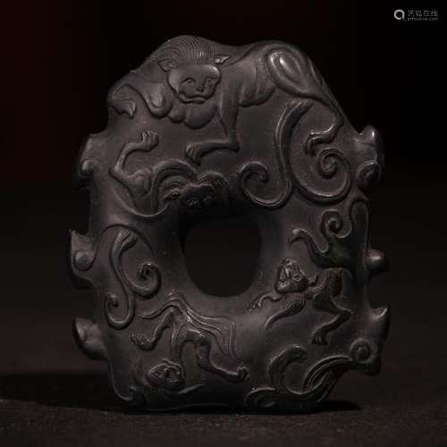 A CARVED DRAGON INK ,QING DYNASTY