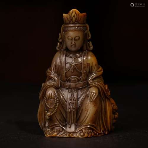 A SOAPSTONE CARVING OF BUDDHA