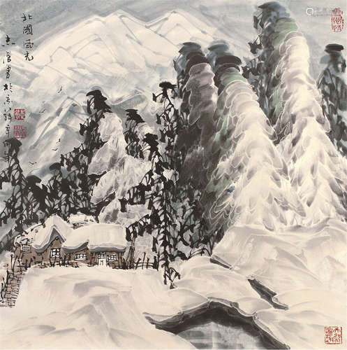 于志学（b.1935） 北国风光 托片 设色纸本