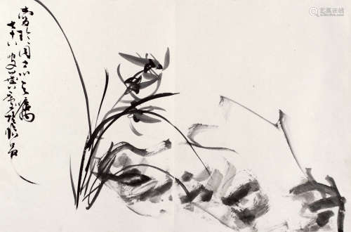 许麟庐（1916～2011） 兰石图 画片 水墨纸本