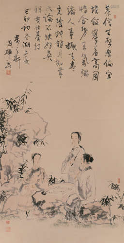 刘国辉（b.1940） 仕女 立轴 设色纸本