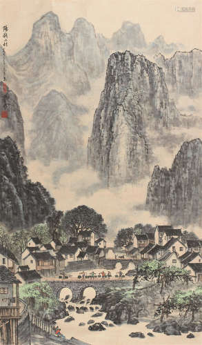 黄润华（1932～2000） 阳朔山村 镜芯 设色纸本