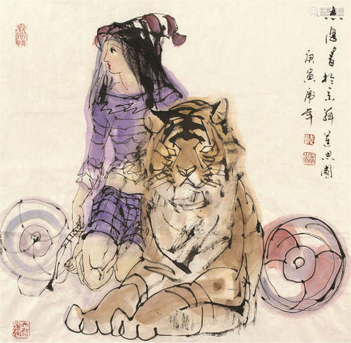 于志学（b.1935） 人物 画片 设色纸本