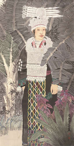 刘泉义（b.1964） 苗女 画片 设色纸本