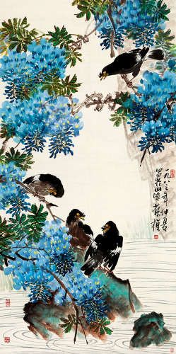 苏葆桢（1916～1990） 花鸟 设色纸本 镜芯