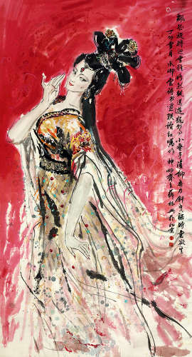 薛林兴（b.1951） 贵妃图 设色纸本 立轴