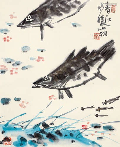 吴山明（b.1941） 春江水暖 设色纸本 立轴