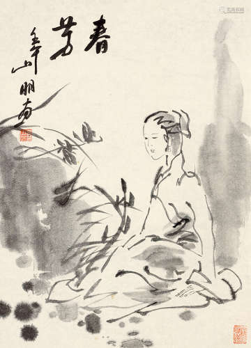 吴山明（b.1941） 春芳 水墨纸本 立轴