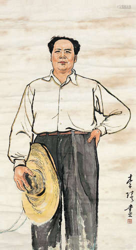 李琦（b.1928） 主席在延安 设色纸本 立轴