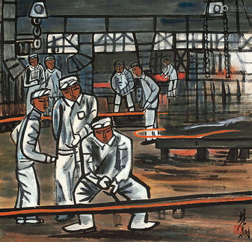 林风眠（1900～1991） 炼钢工人 设色纸本 镜芯