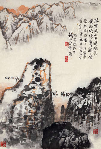钱松嵒（1899～1985） 雪山骆铃 水墨纸本 镜芯