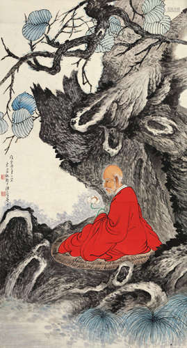 唐云（1910～1993） 红衣罗汉 设色纸本 立轴