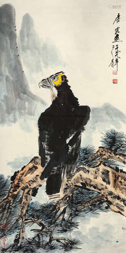 唐云（1910～1993） 高瞻远瞩 设色纸本 立轴