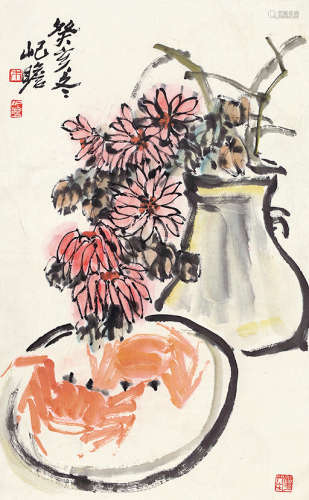 朱屺瞻（1892～1996） 花卉 设色纸本 立轴