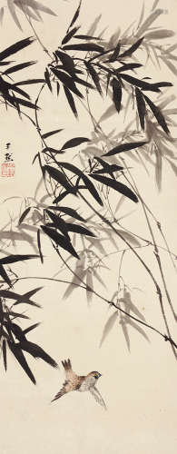 沈尹默（1883～1971） 竹雀图 水墨纸本 立轴