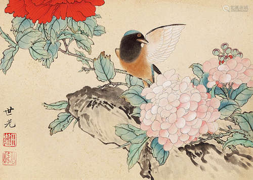 田世光（1916～1999） 花鸟 设色纸本 镜芯