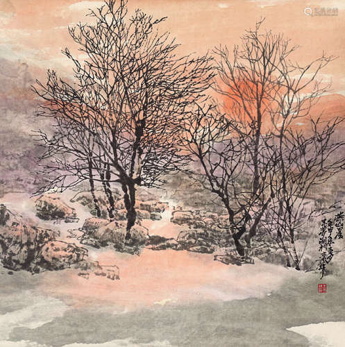 王梦湖（b.1942） 燕山晨 设色纸本 立轴