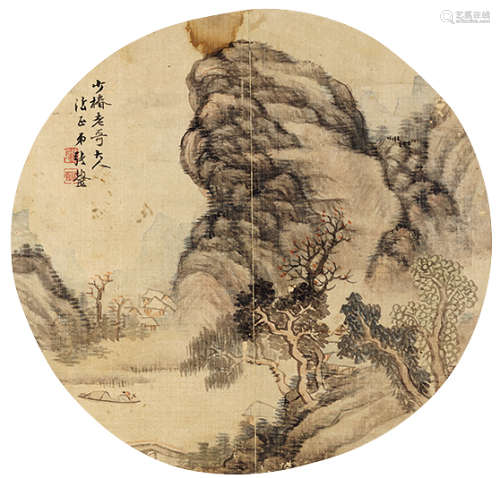 张鋆（1890～1977） 秋溪泛舟图 设色绢本 镜芯