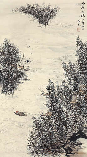 周怀民（1906～1996） 太湖之秋 设色纸本 立轴
