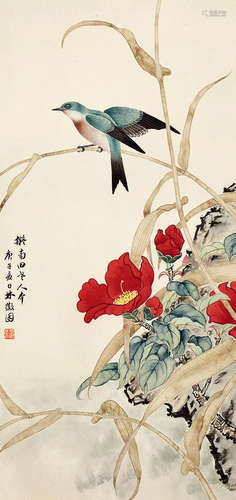 林薇因（1904～1955） 花鸟 设色纸本 镜芯