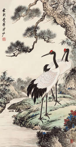 溥佐（1918～2001） 松鹤图 设色纸本 立轴