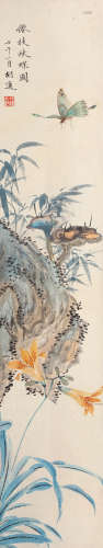 胡适（1891～1962） 仙至蛱蝶图 设色纸本 镜框