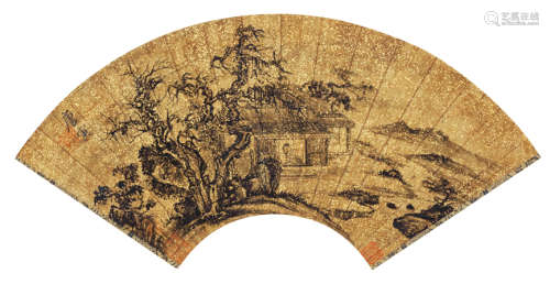 唐寅（1470～1524） 松屋读书图 水墨纸本 扇面