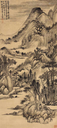 王原祁（1642～1715） 村居图 水墨纸本 立轴