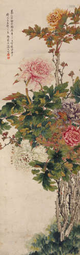 汤世澍（1831～1903） 富贵图 设色纸本 立轴