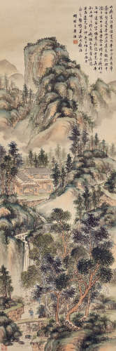 王学浩（1754～1832） 观瀑图 设色纸本 立轴