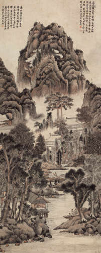 吴大澄（1835～1902） 松峰耸翠图 设色纸本 立轴