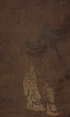 顾媚（1619～1664） 献寿图 设色绢本 立轴