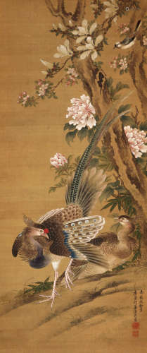沈铨（1682～1760） 鸾凤呈祥 设色绢本 立轴