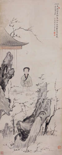 华岩（1682～1756） 赏梅图 设色纸本 镜芯
