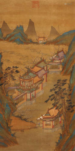 赵千里（1127～1162） 亭台楼阁 设色绢本 立轴