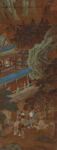 唐寅（1470～1524） 祝寿图 设色绢本 立轴