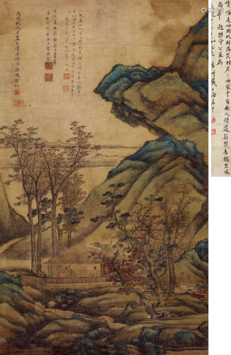 樊圻（1616～约1694） 草堂对坐图 设色绫本 镜芯