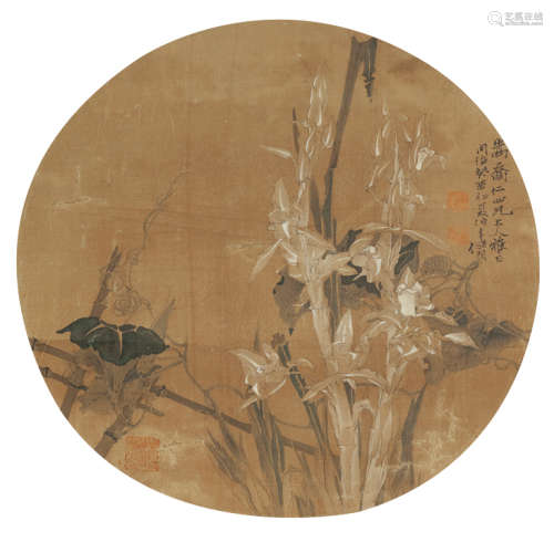 任伯年（1840～1896） 花卉 设色绢本 镜芯