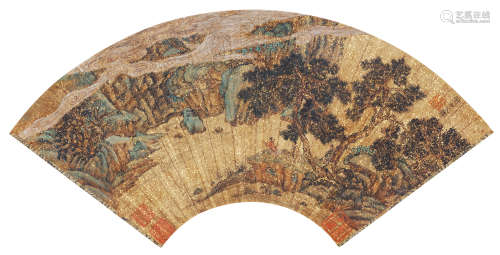 文徵明（1470～1559） 松山观云图 设色纸本 扇面