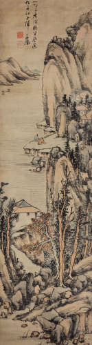 黄道周（1585～1646） 归舟图 设色纸本 立轴