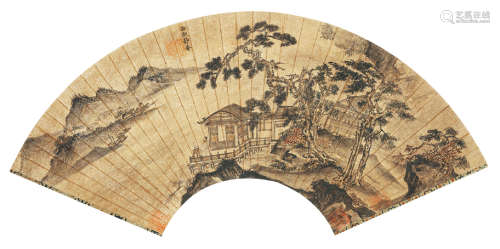戴进（1388～1462） 观山图 设色纸本 扇面